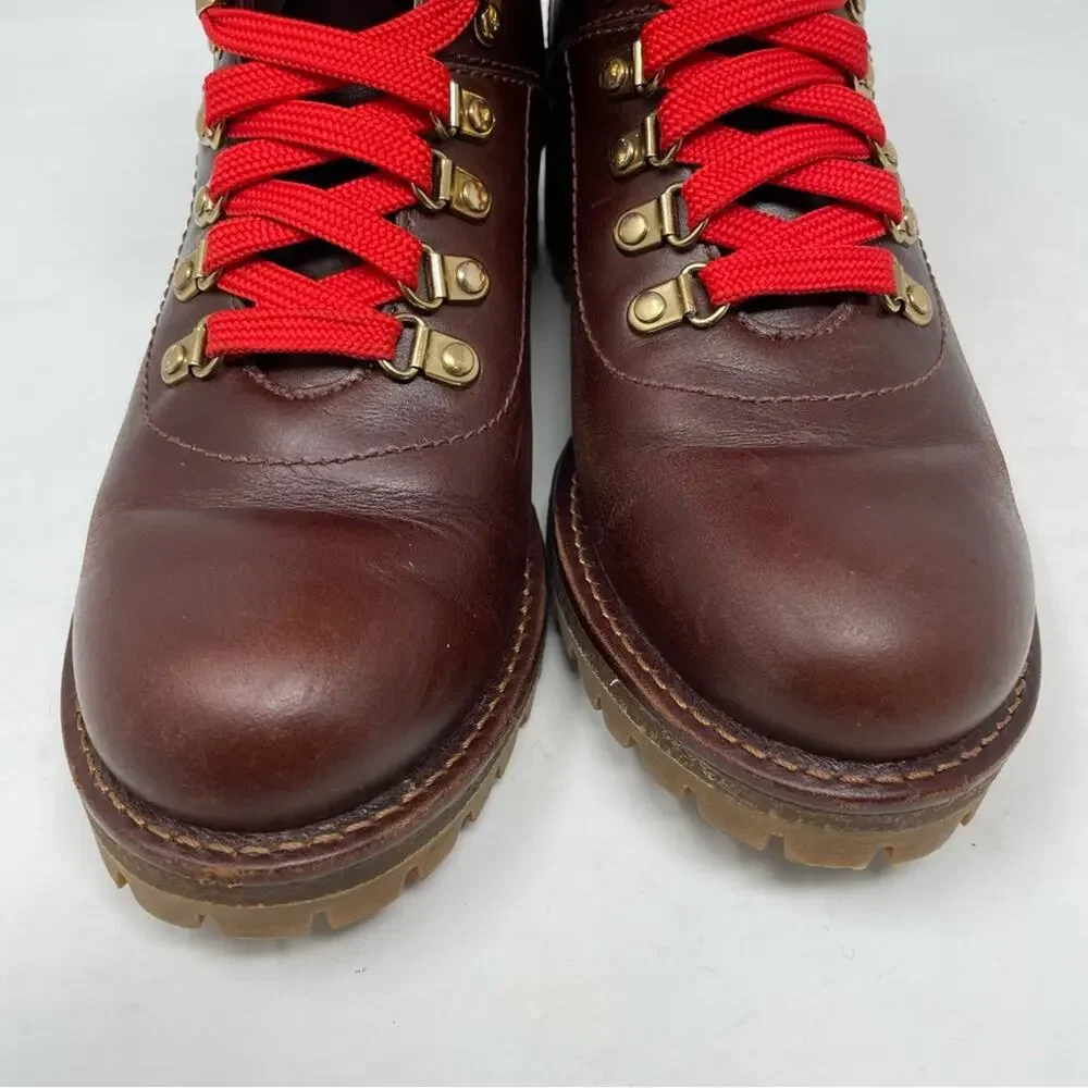 Tory Burch Brown Leather Gunton Hiking Lace Up Boots 6